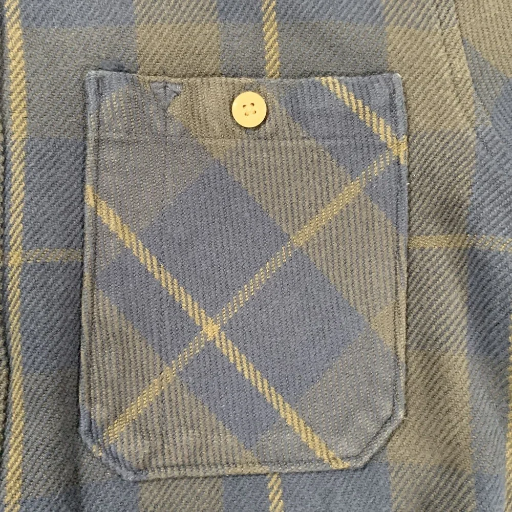 The North Face Shirt Mens Medium Blue Green Flannel Plaid Long Sleeve Button Up